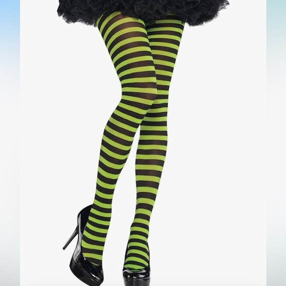 Accessories - Green Black Striped Tights, Women’s witch tights, Halloween Tights, Adult Tights